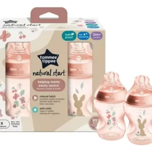 TOMMEE TIPPEE – SET 2 BIBERONES CLOSER TO NATURE – CONEJITO ROSADO